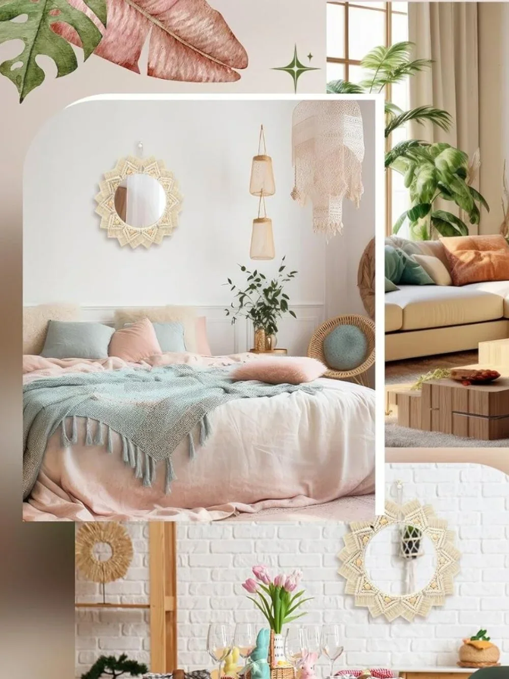 CroBlissful Boho Macrame Wall Mirrors - Set of 2 (NWT)